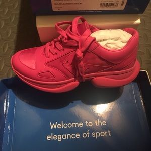 SOLD Tory Burch Pink lace up Bubble Sneakers. New in box. Unused